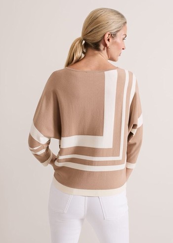 Phase Eight Geri Geo Lined Knitwear Brown Canada | WNRGFU-078